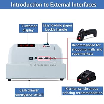 キャッシュドロアー サーマルプリンター カードリーダー レジ用品全セット Amazon | Nicffdi 電子キャッシュ レジスター、48 キー レジ